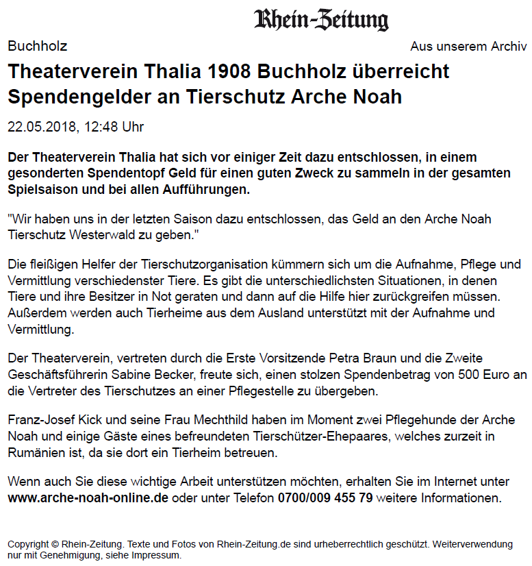Rhein-Zeitung vom 22.05.2018