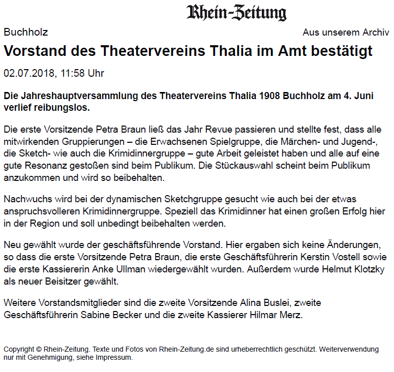 Rhein-Zeitung vom 02.07.2018